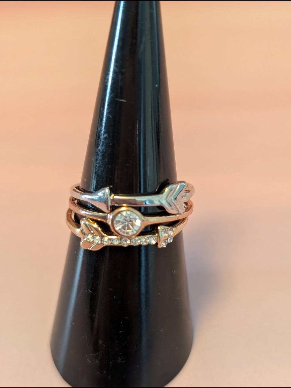 🪷Retired🪷 Free People Two-Tone Arrow and Crystal Stackable Ring Set, 232